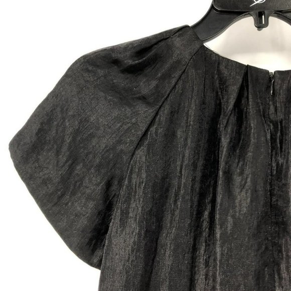 Club Monaco crepe black pleated scoop neck short sleeve blouse XS - Picture 6 of 12